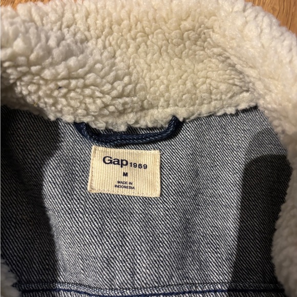 Gap denim sherpa moto jacket womens medium - Picture 5 of 6